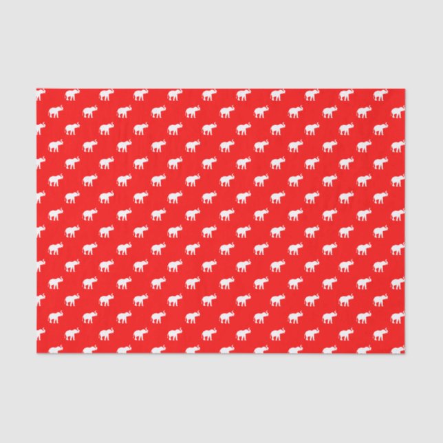 Red and white elephant tissue paper (Front)