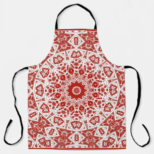 red and white , ethnic  bandana apron