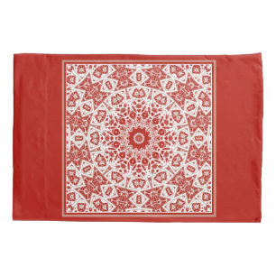red and white , ethnic bandana pillowcase
