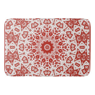 red and white , ethnic  bandanna bath mat