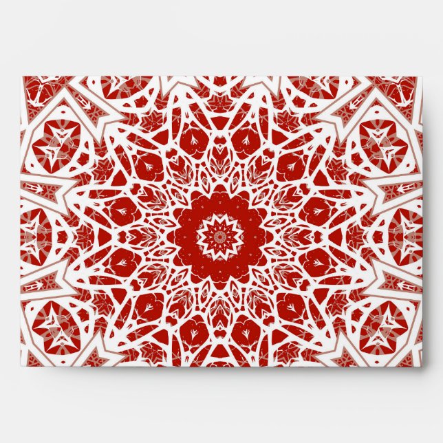 red and white , ethnic  bandanna envelope (Front)