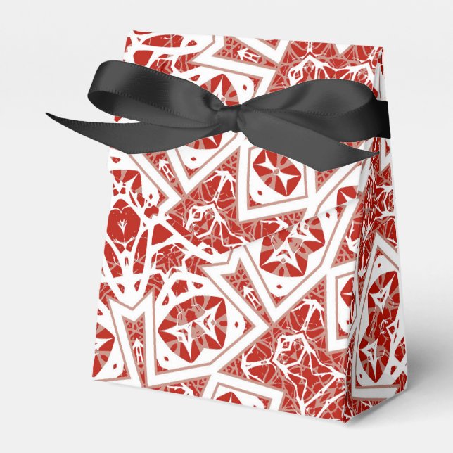 red and white , ethnic  bandanna favour box (Front Side)