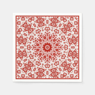 red and white , ethnic bandanna napkin