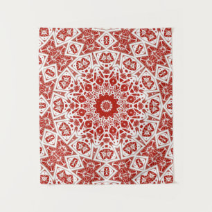 red and white , ethnic bandanna tapestry