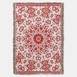 red and white , ethnic  bandanna throw blanket