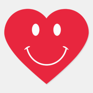 Red and White Face Heart Sticker