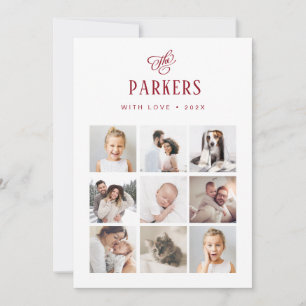 Red and White Family Multi Photo Grid   Christmas Holiday Card