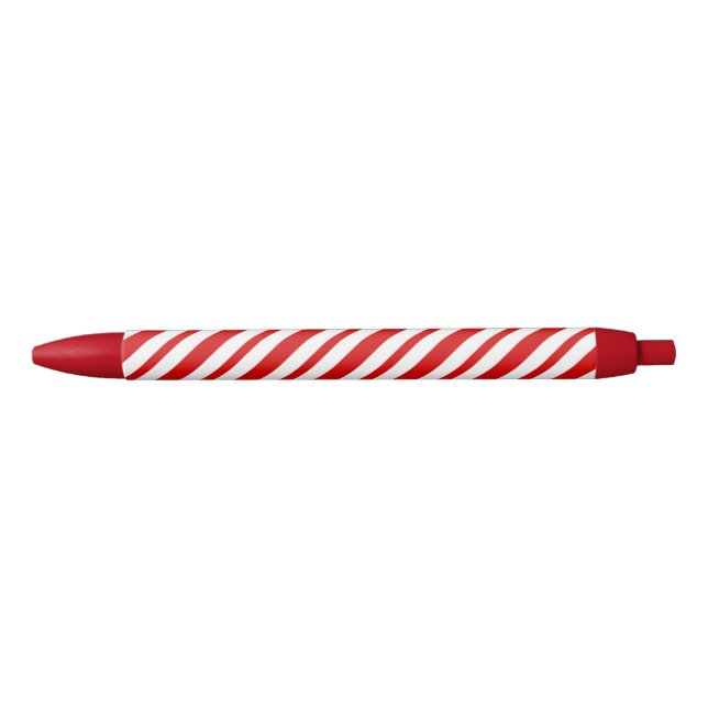 Red and white festive candy cane striped pen (Front)
