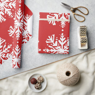Red and white Festive Christmas Patterns Wrappi Wrapping Paper