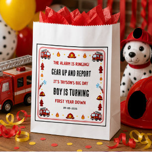 Red and White Firetruck 1st Birthday Party Favour Bags