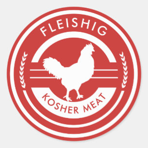 Red and White Fleishig Label Kosher Meat