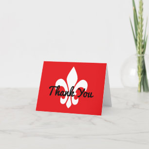Red and White Fleur de Lys Thank You Card