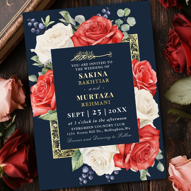 Red and White Floral Blue Muslim Wedding (Creator Uploaded)