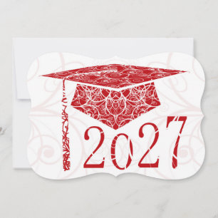 Red and White Floral Cap 2027 Card