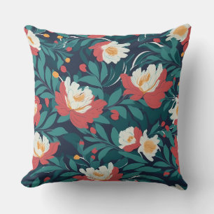 Red and White Floral Cushion