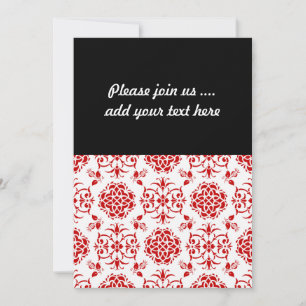 Red and White Floral Damask Style Pattern Invitation