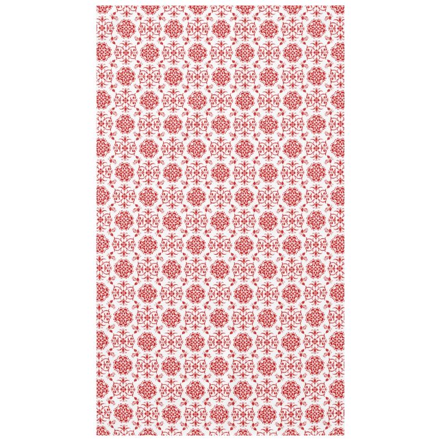 Red and White Floral Damask Style Pattern Tablecloth (Front)