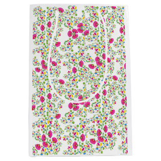 Red and white floral design medium gift bag