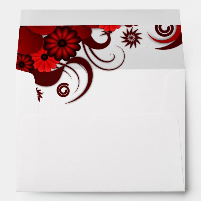 Red and White Floral Elegant Custom Envelopes (Back (Bottom))