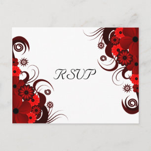 Red and White Floral Elegant RSVP Reply Postcards