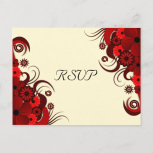 Red and White Floral Elegant RSVP Response Cards