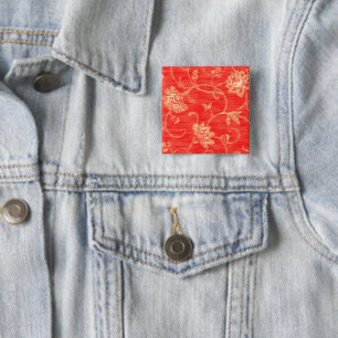 Red and White Floral Gifts 15 Cm Square Badge
