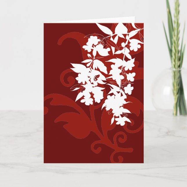Red and White Floral Notecard (Front)