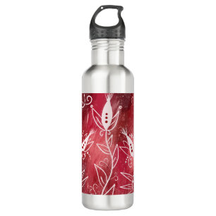Red And White Floral Pattern 710 Ml Water Bottle