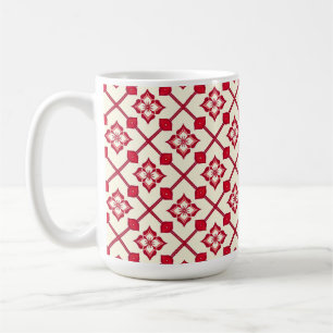 Red and White Floral Pattern Coffee Mug