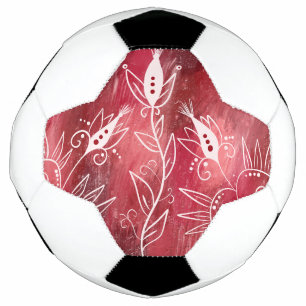 Red And White Floral Pattern Football