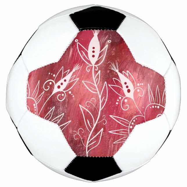 Red And White Floral Pattern Football (Front)