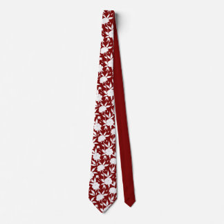 Red and White Floral Pattern Groomsmen Wedding Tie