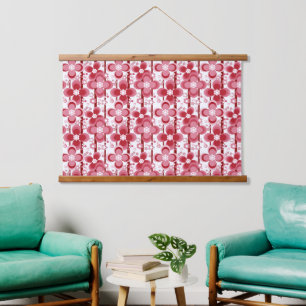 Red and white floral pattern hanging tapestry
