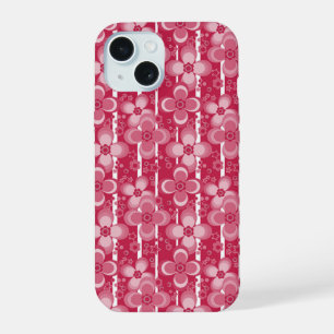Red and white floral pattern iPhone 15 case