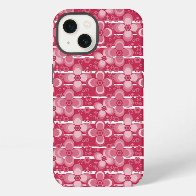 Red and white floral pattern iPhone case (Back)