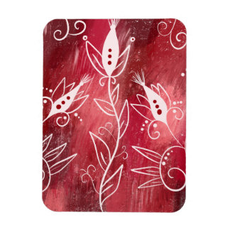 Red And White Floral Pattern Magnet