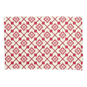 Red and White Floral Pattern Pillowcase
