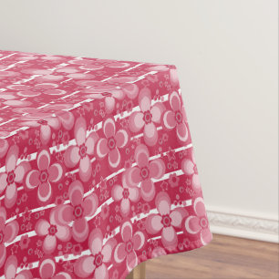 Red and white floral pattern tablecloth