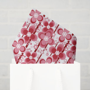 Red and white floral pattern tissue paper