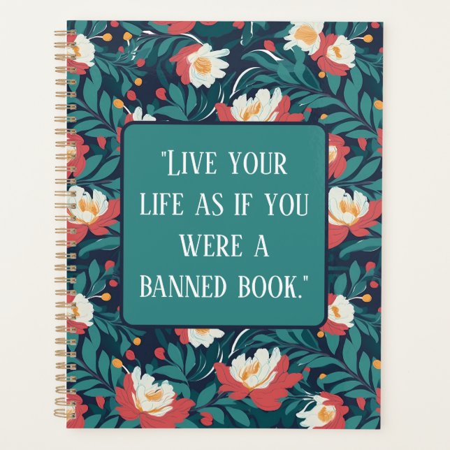 Red and White Floral Personalised Quote Planner (Front)