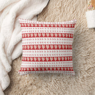 Red and White Floral Print Cushion