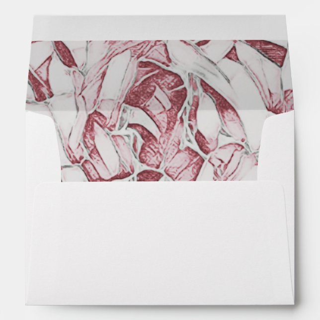 Red And White Floral Wedding Adress Envelope (Back (Bottom))