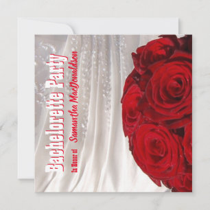 Red and white floral wedding bachelorette party invitation