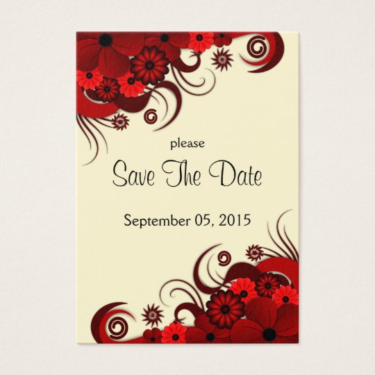 Red and White Floral Wedding Save The Date Cards