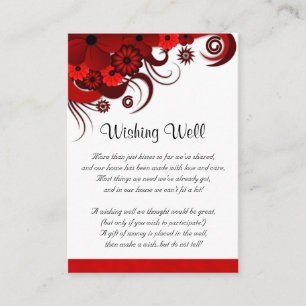 Red and White Floral Wedding Wishing Well Enclosure Card