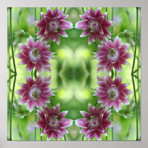 Red And White Flower Pair Abstract Art   Poster