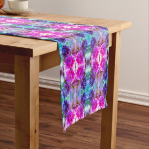 Red And White Flower Pair Abstract Art Tinted   Short Table Runner