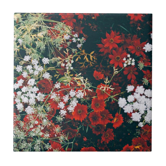 Red and white flowers tile (Front)