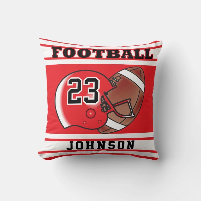 Red and White Football | DIY Name & Number Cushion (Front)