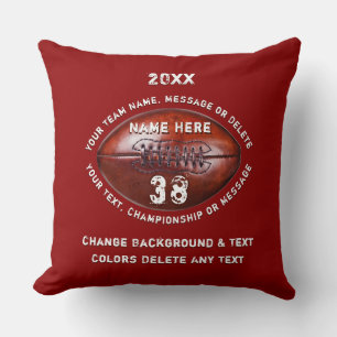 Red and White, Football Gifts or Your Colour, Text Cushion